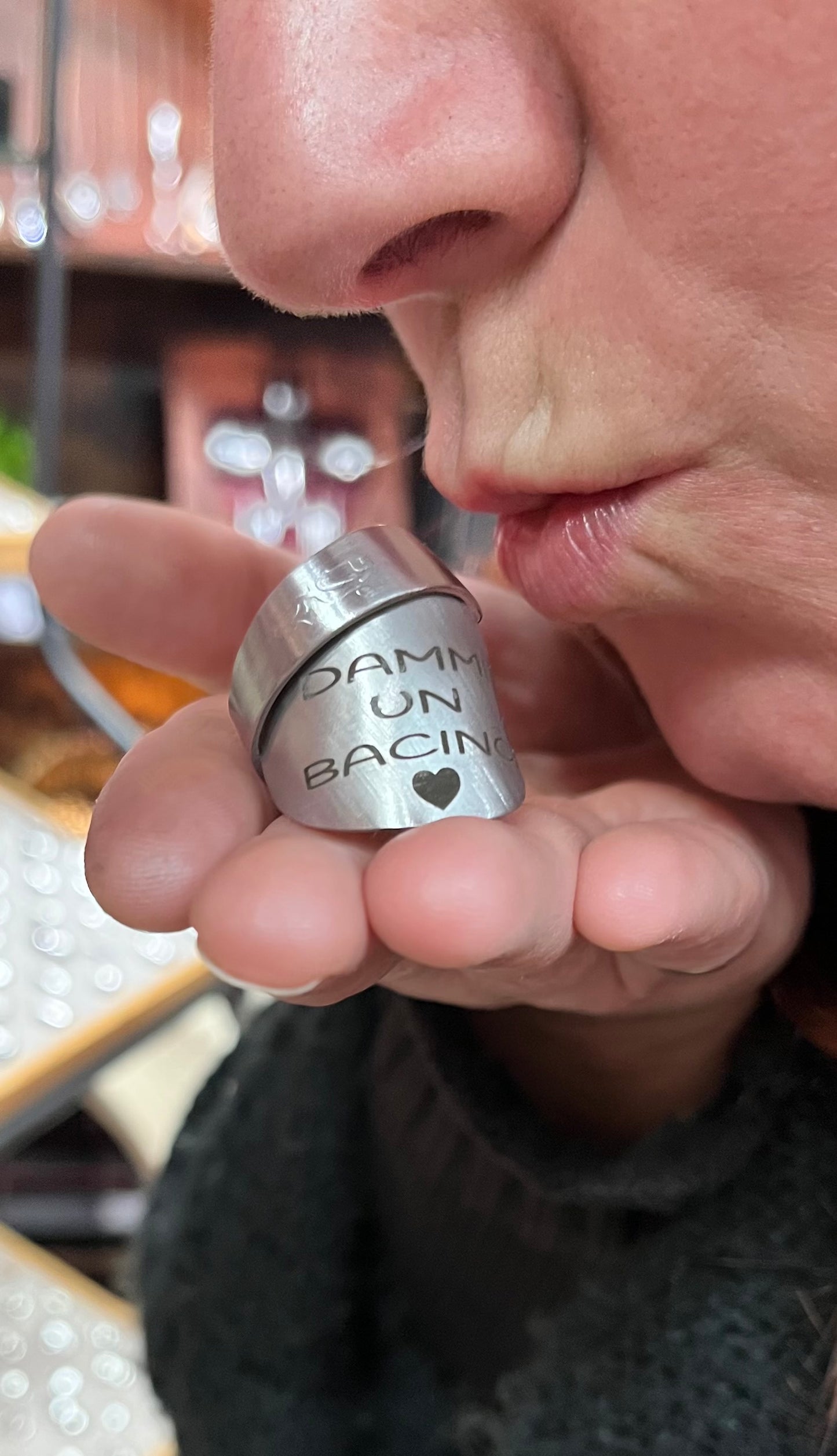 Anello Acciaio “Dammi un Bacino 🖤”
