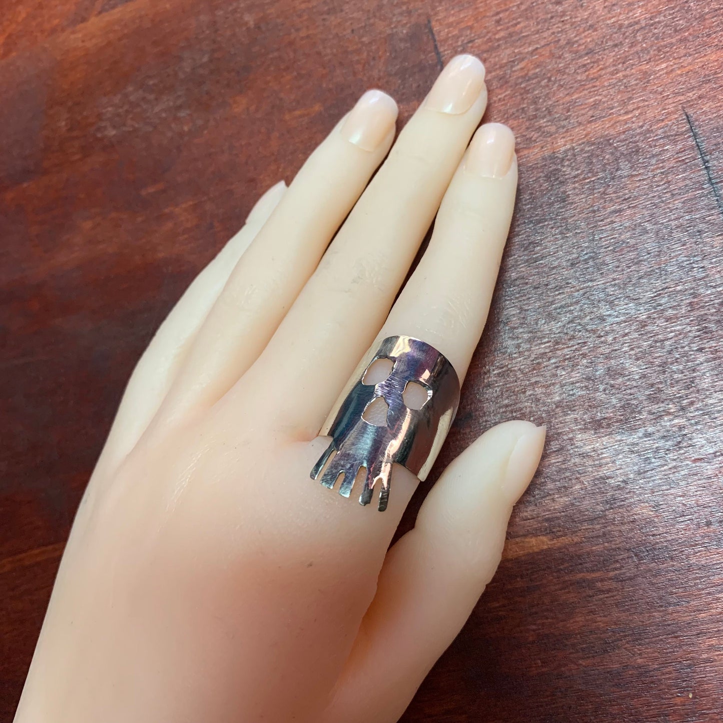 Anello Teschio Cucchiaio Argento 800